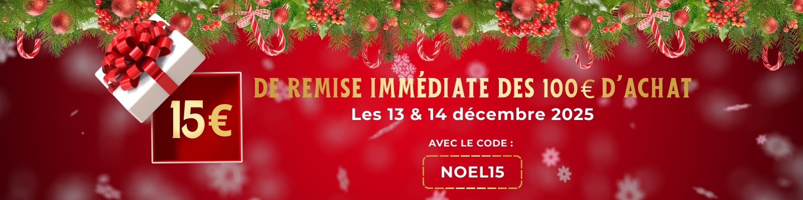 Noel 2025 - 15€ de remise immédiate